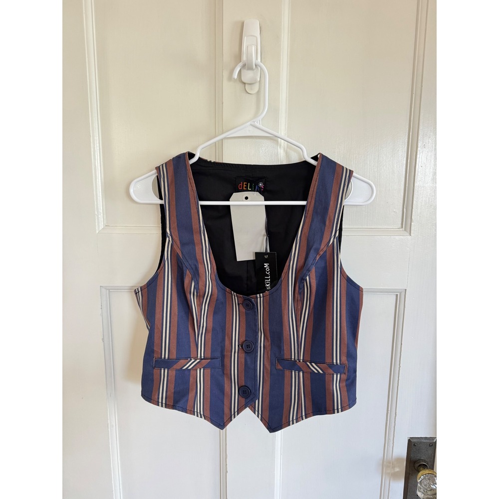 NWT Delia x Dolls Kill Soho Chic Striped Vest size Medium
